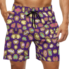 Men's leopard print polyester pattern mesh shorts digital print shorts