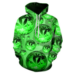 100% polyester 3D printed weed leaf plus size men's hoodie
