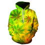 100% polyester 3D printed weed leaf plus size men's hoodie