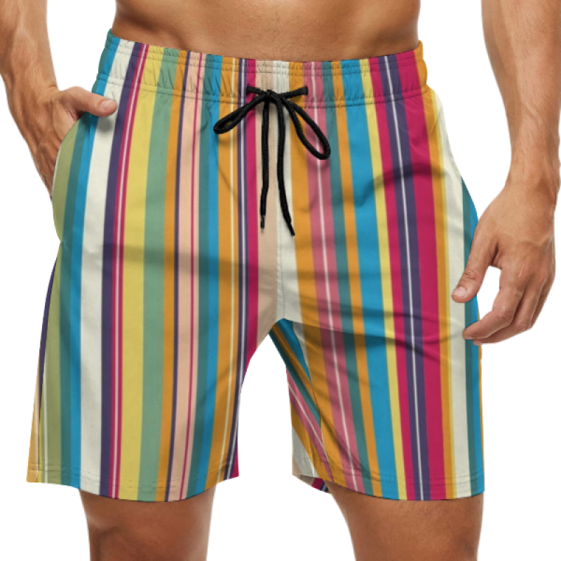 Summer polyester striped swimming trunks swim board beach plus size shorts