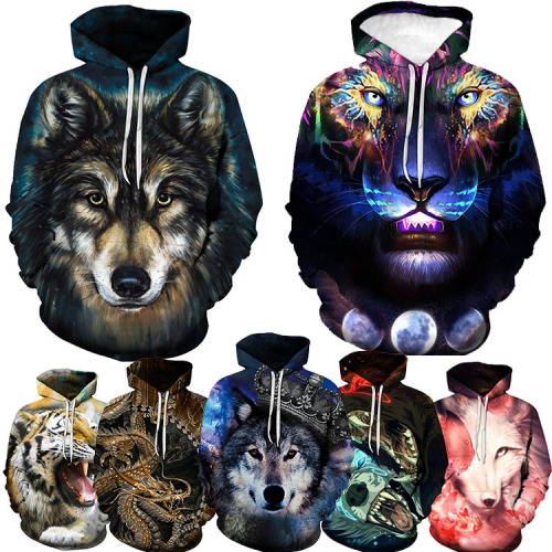 Fashionable Polyester Casual Men's High Quality 3D Printed Long Sleeve Hoodie