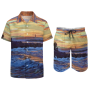 Holiday Men's Floral 3D Print Hawaiian Print Shirt Set