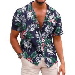 Spring Summer Digital Print Floral Pattern Shirts Beach Hawaii Leisure Shirt