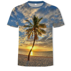 Cotton crew neck tropical plant t-shirt men's 3d full print