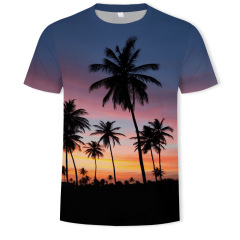 Cotton crew neck tropical plant t-shirt men's 3d full print