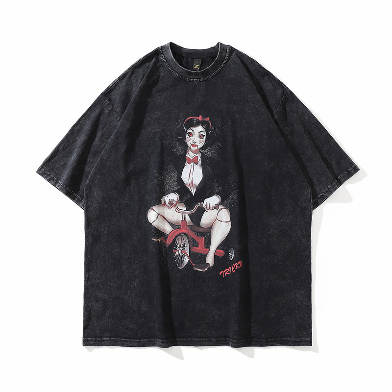 Loose Blank Hip Hop Graphic 100% Cotton DTG Printing Wash Vintage T Shirt