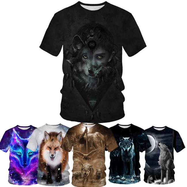 DIY Custom Digital 3D Printing Animal Men's T-Shirt Logo Customization