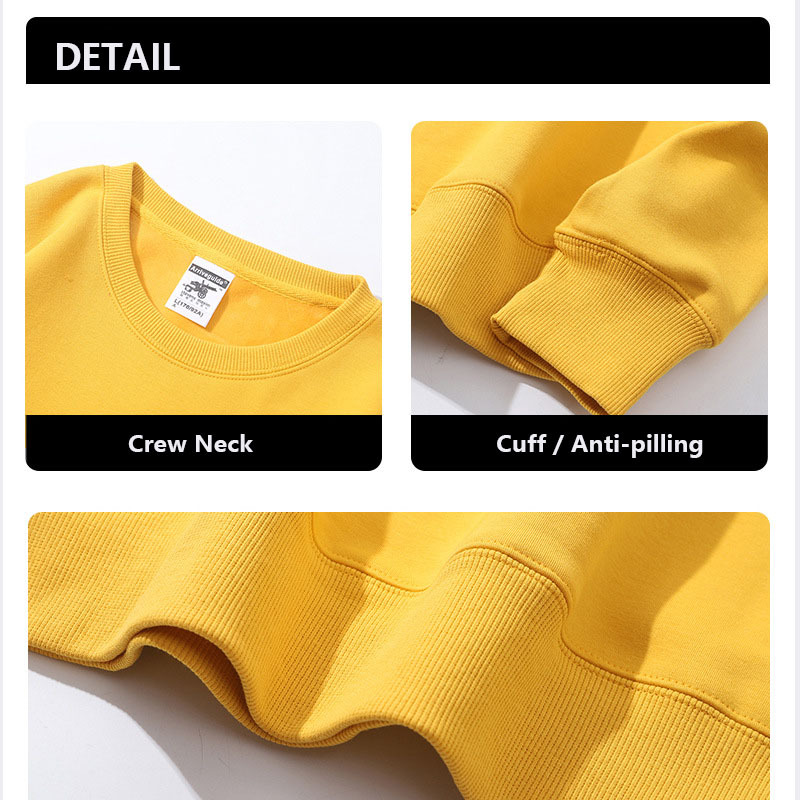 Work clothes logo custom design AG600g solid color round neck long sleeve polar fleece sweater