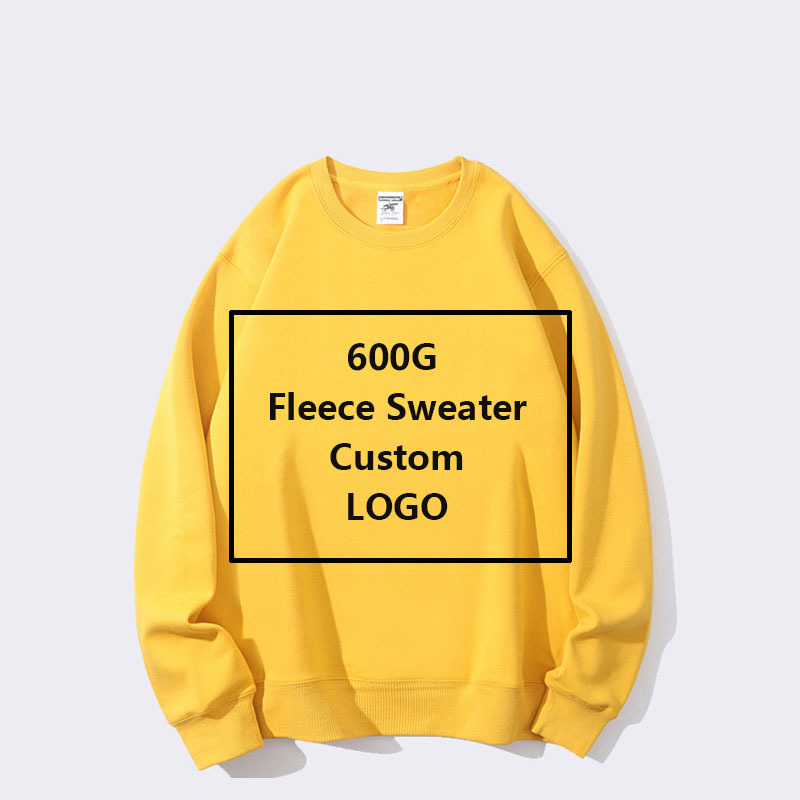 Work clothes logo custom design AG600g solid color round neck long sleeve polar fleece sweater