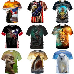 100% Combed Cotton 3d Print  Animal Bird Men's T-Shirts