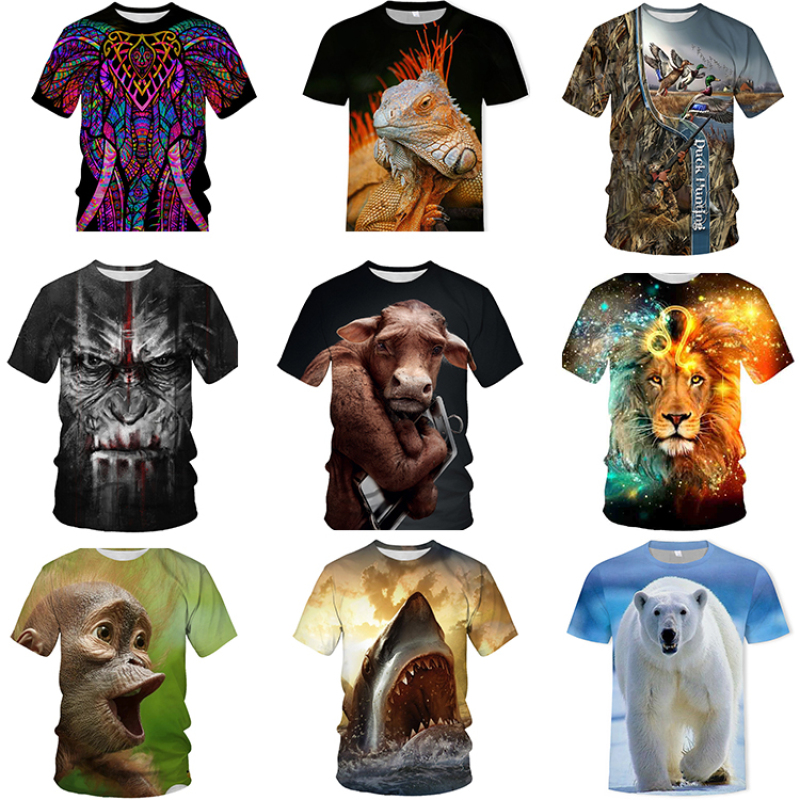 100% Combed Cotton 3d Print  Animal Bird Men's T-Shirts