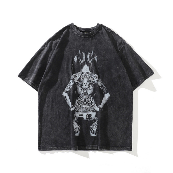 Men's Heavyweight Casual Blank Short Sleeve Custom Retro Oversized Washed T-Shirt