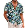 Fashionable Spring and Summer Men's Shirts Hawaiian Print Short Sleeve
