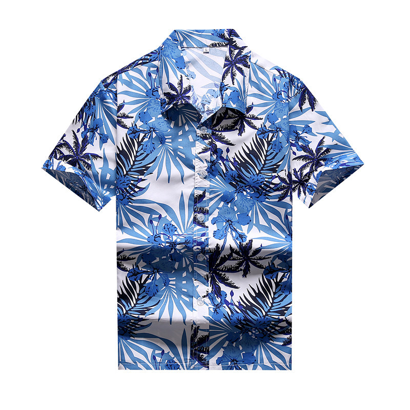 Fashionable Spring and Summer Men's Shirts Hawaiian Print Short Sleeve