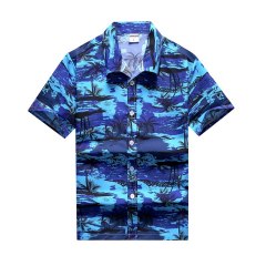 Fashionable Spring and Summer Men's Shirts Hawaiian Print Short Sleeve