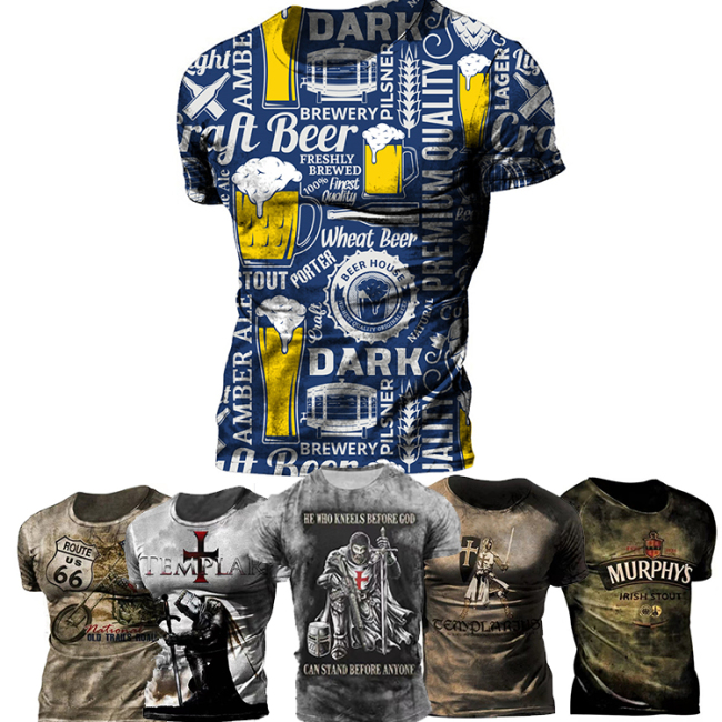 Cheap price sublimation 3D digital printing large size short sleeve men's t-shirt
