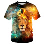 100% Polycotton Digital 3D Print Animal Pattern Men's Shirt