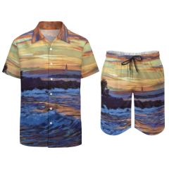 Factory direct sales 100% polyester summer floral men's shirt beach wear