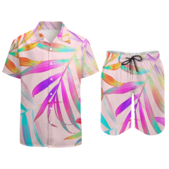 Factory direct sales 100% polyester summer floral men's shirt beach wear