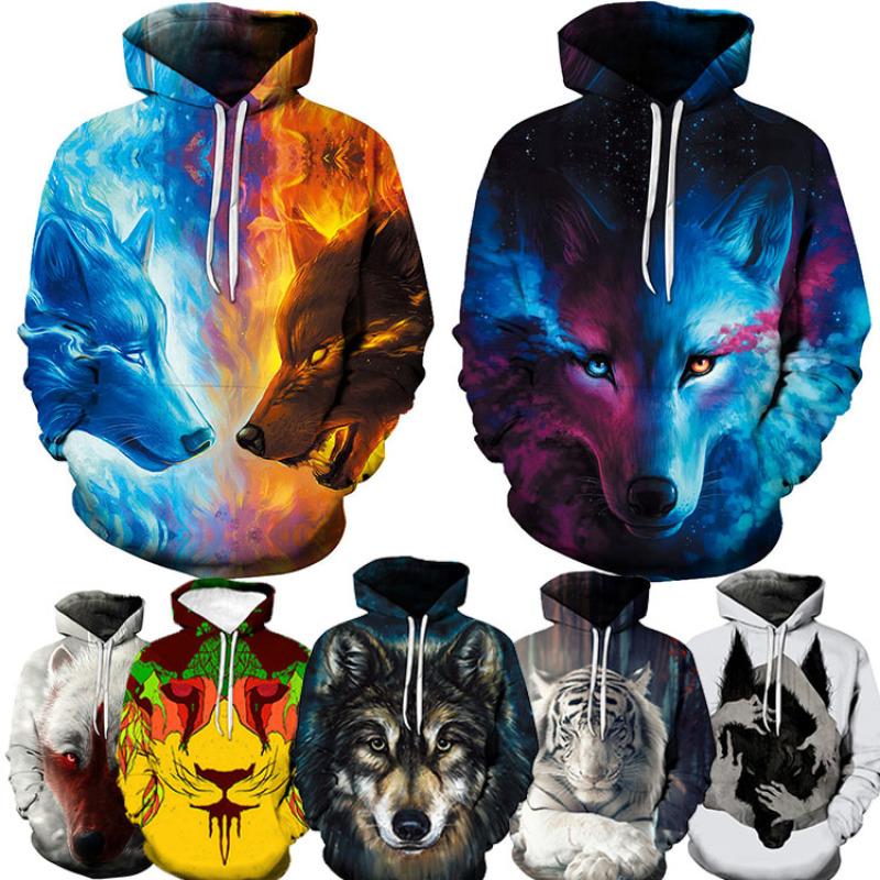 New 3D Digital Print Animal Print Men's Hoodie S-5XL
