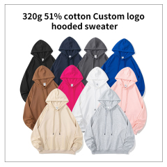 Logo 320gsm Oversized Long Sleeve Pullover Sweatshirt Unisex Blank Hoodies