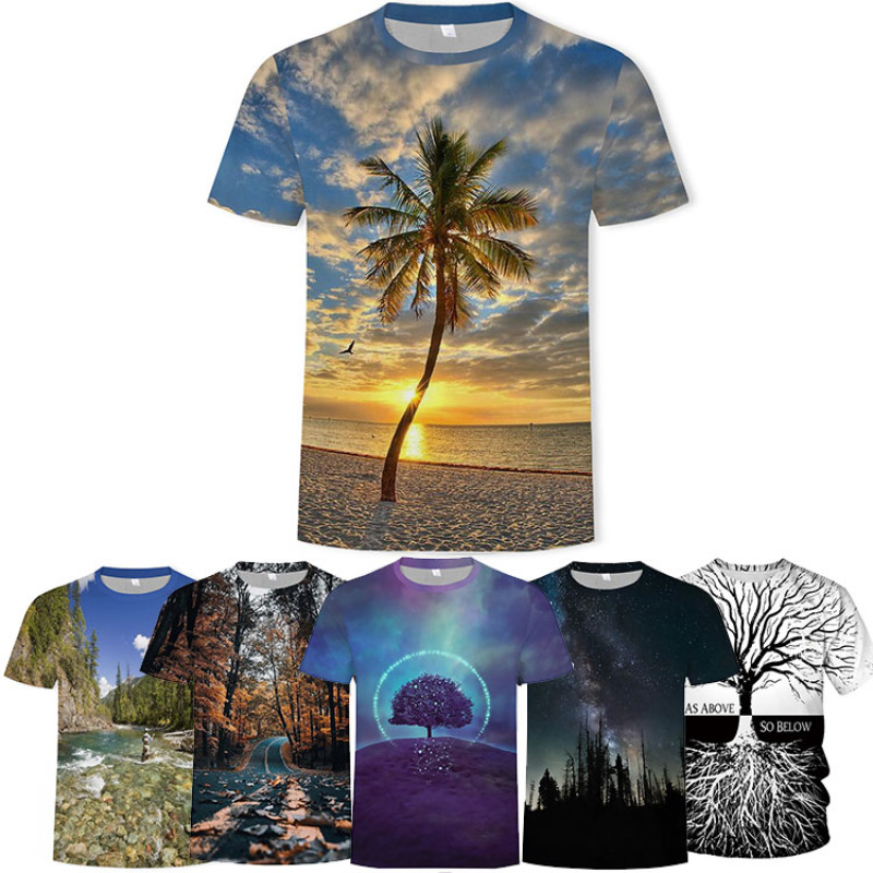 3D Print Design Tropical Plant Sublimation Print T-Shirt Unisex