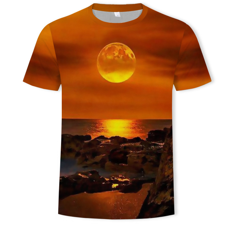 Fashionable 3D printing cool scenery starry sky men's T-shirt clothing unisex
