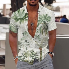Spring and summer printed beach shirts for men's casual beach