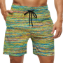 100% polyester men's striped swim trunks