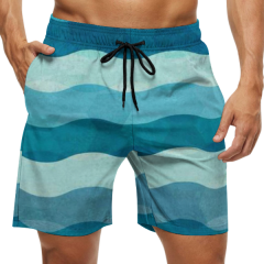 100% polyester men's striped swim trunks