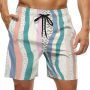 100% polyester men's striped swim trunks