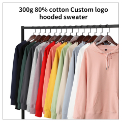 High quality 300g cotton/polyester unisex pullover logo blank custom