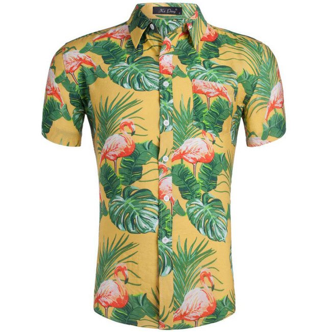 Resor Cotton Big Size Hawaiian Style Shirt Short Sleeve Men's Printed