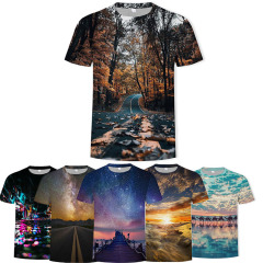 China 100% Polyether Milk Silk Scenic Forest 3d Printed T Shirt For Men