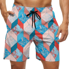 Sublimation Printed Men's Mesh Breathable Beach Swimming Shorts