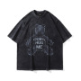 Graphic Print Vintage Distressed Washed Men's Oversized Washed T-Shirt