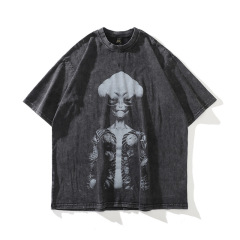 Graphic Print Vintage Distressed Washed Men's Oversized Washed T-Shirt