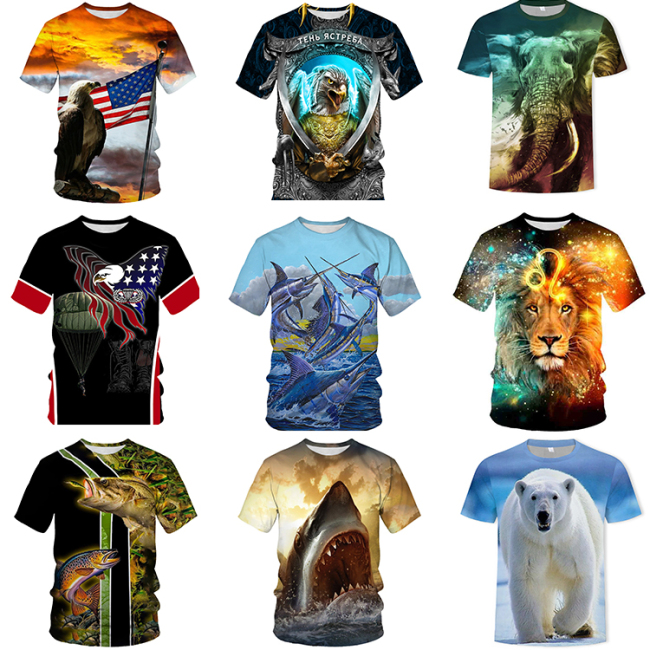 Big Tall Full 3d Digital Printing Fashion T-Shirts For Men