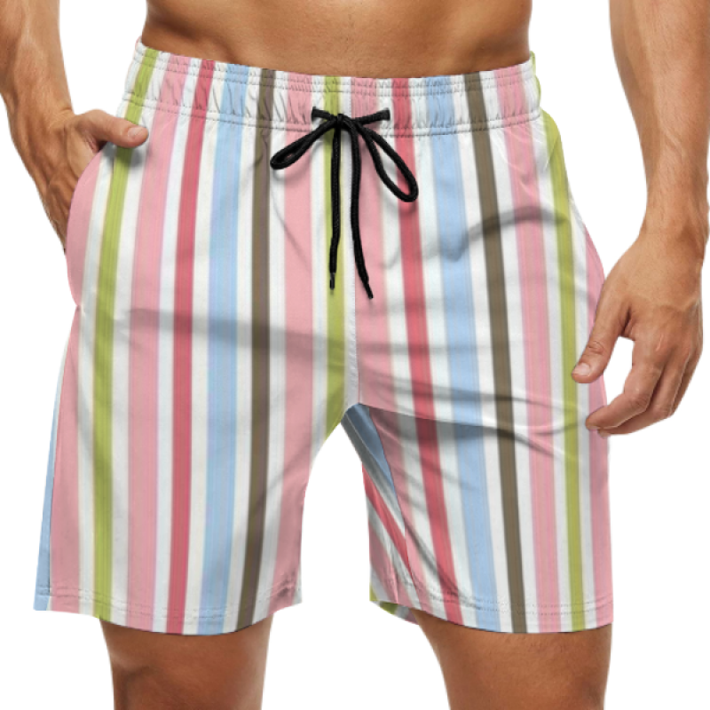 Summer 160g men's beach surfing casual striped swimming shorts
