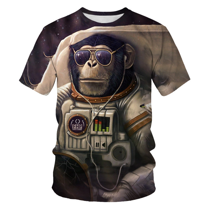 100% Combed Cotton Animal Chimp Digital Print Oversized Men's T-Shirt