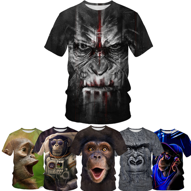 100% Combed Cotton Animal Chimp Digital Print Oversized Men's T-Shirt