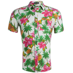 Cotton Hawaiian print cropped shirt