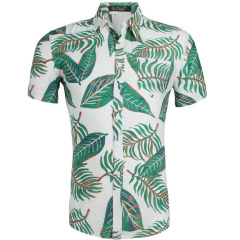 Cotton Hawaiian print cropped shirt