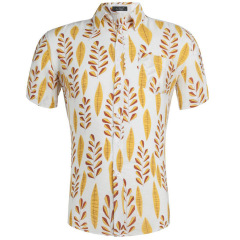 Cotton Hawaiian print cropped shirt
