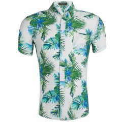 Cotton Hawaiian print cropped shirt
