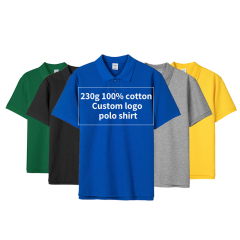 High Quality 230g 100% Cotton Pique Printed Logo Casual Polo Shirt
