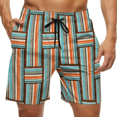 2023 new summer swimsuit 160g 100% mesh men's beach casual striped shorts