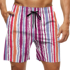 2023 new summer swimsuit 160g 100% mesh men's beach casual striped shorts
