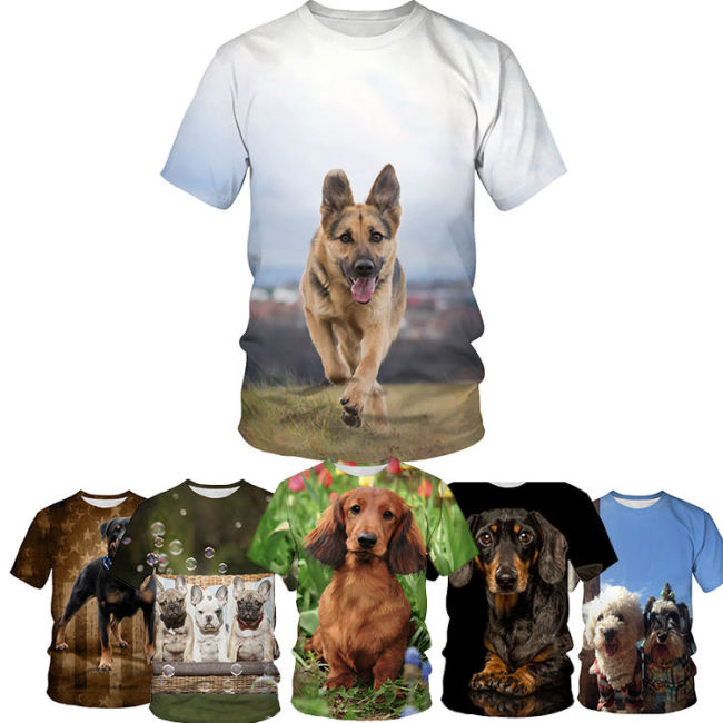 High Quality Cotton Eco-Friendly T-Shirt 3D Personalized Print Dog Men's