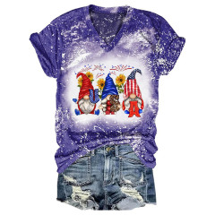 بلوزة لامعة بطبعة عباد الشمس USA Gnome للسيدات